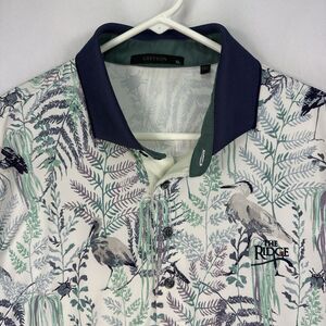Greyson Golf Bird Song Polo Shirt Mens‎ XL Multicolor Floral Heron Short Sleeve